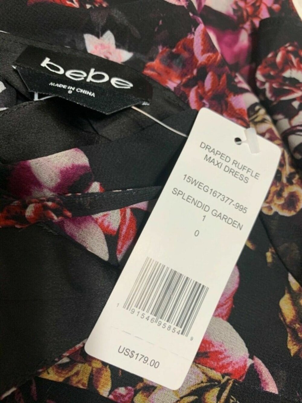 Bebe Womens new splendid garden black purple floral tank long maxi dress 0 Xxs - Picture 4 of 6